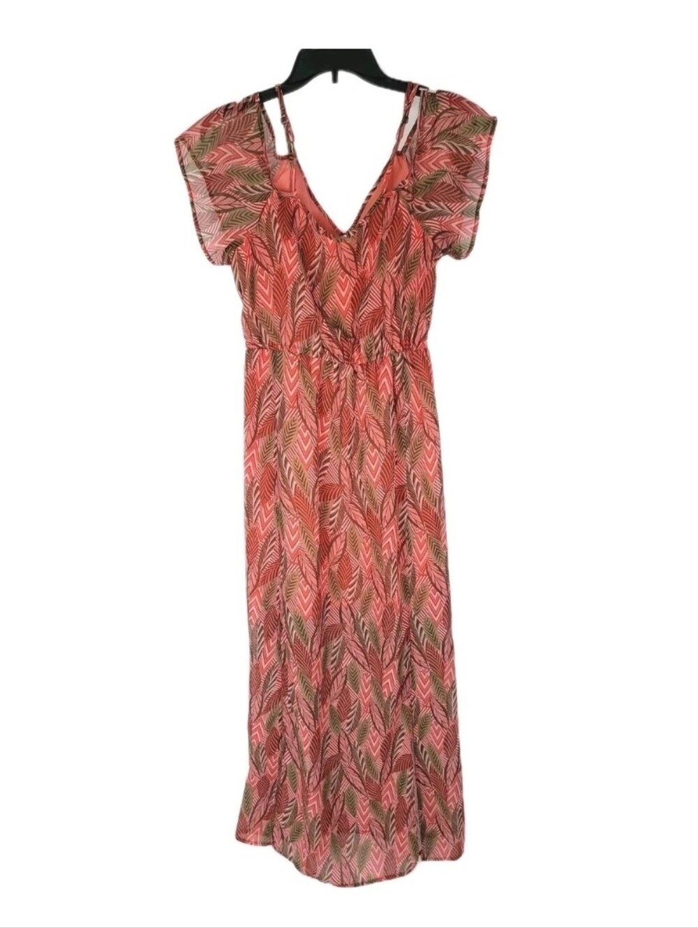 Charming Charlie Dress Womens Small Maxi Long Cold Shoulder Scoop Floral Lined